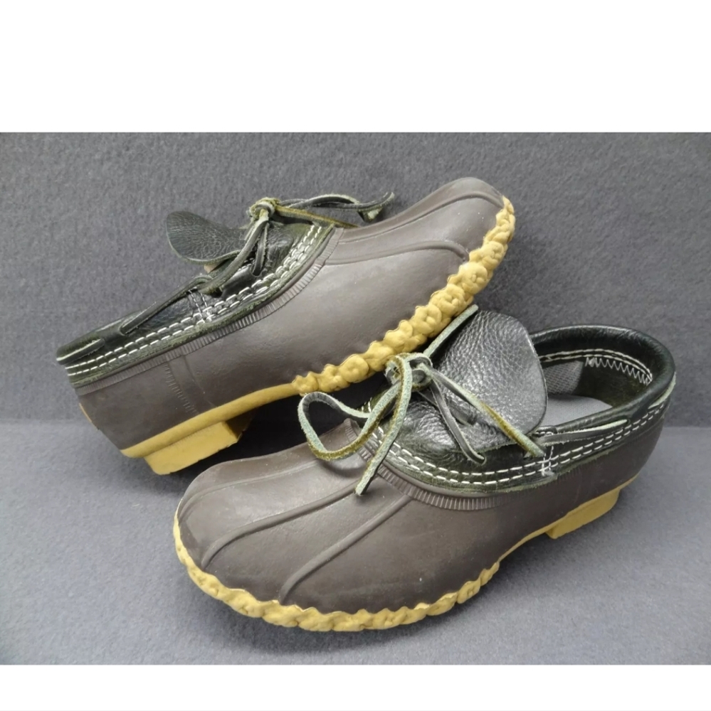 LL Bean Women 6 M Rubber Moc Rain Boot Duck Muck Brown Lo-Top 175067 Made in USA